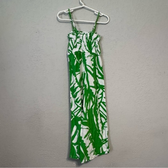 Kid's Lilly Pulitzer for Target Green & White Tropical Print Wide Leg Jumpsuit - Picture 7 of 10